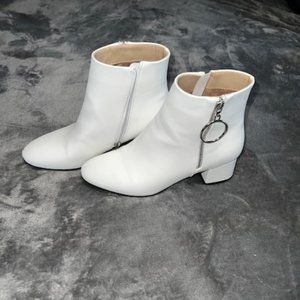 White Vinyl Ankle Boots